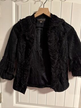 Black Ruffled Evening Jacket Romantic Gothic